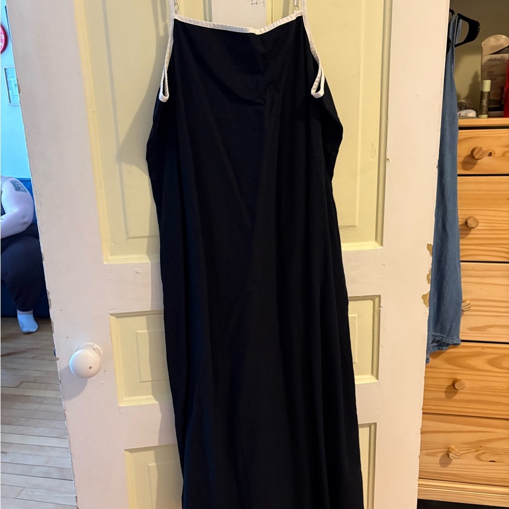 Black Linen-y Boat Dress